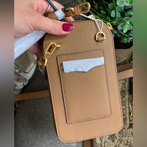 Authentic TORY BURCH leather saffiano dual zip phone cards crossbody - Picture 7 of 11